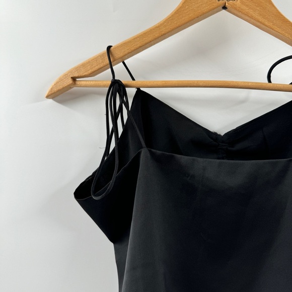 Forever 21 Black Satin Cropped Top with Tie Straps, Size Medium - Picture 6 of 7